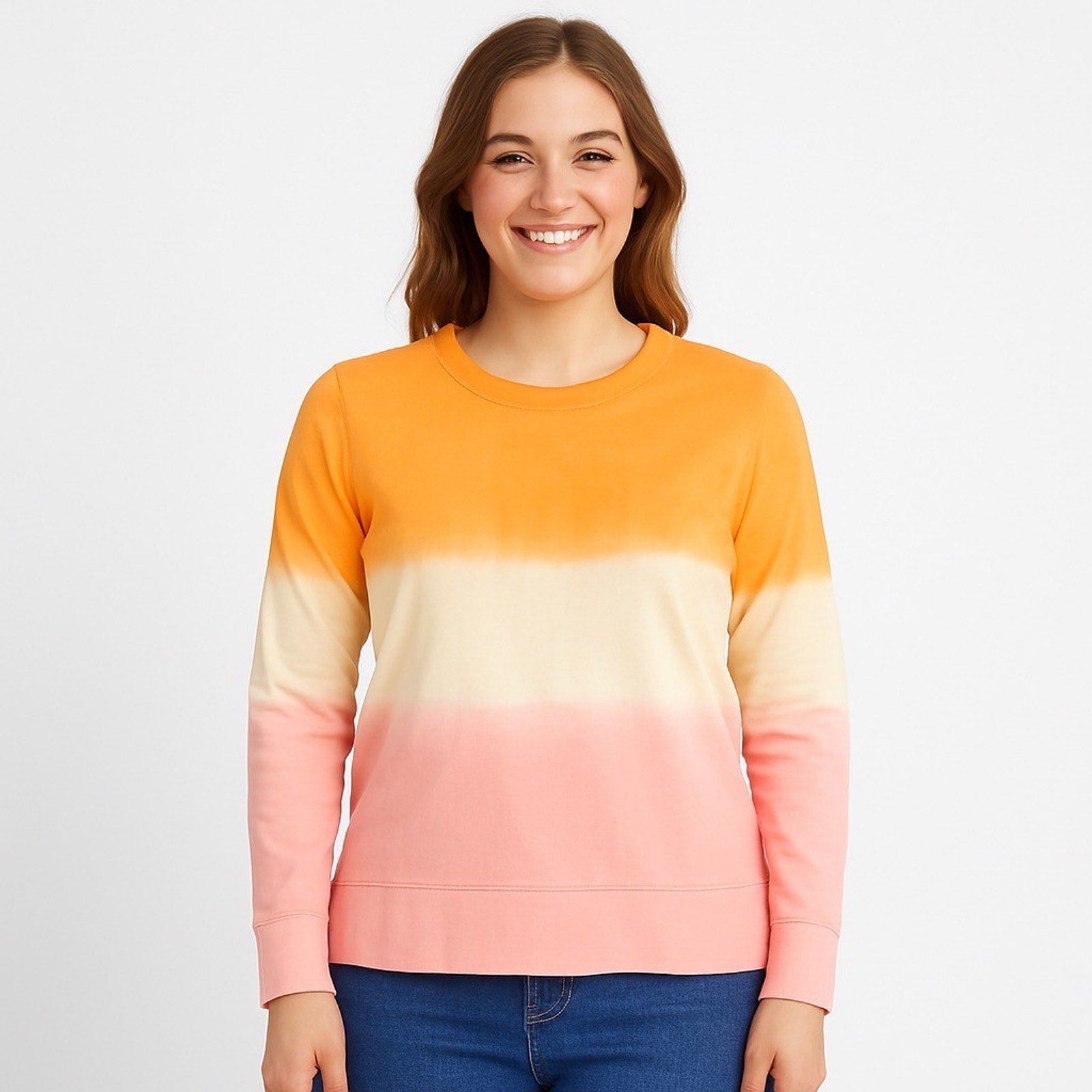 EUC J.Crew Dip Dye Cotton Long Sleeve Tee – Size L