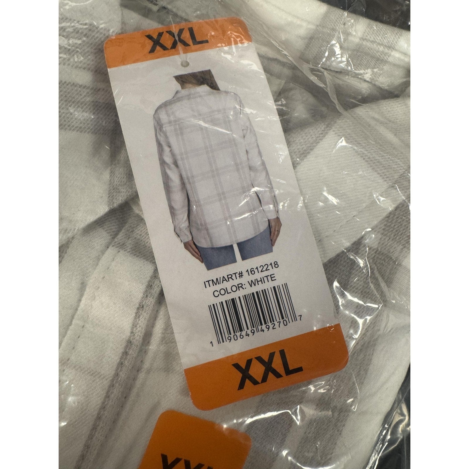 NWT Jachs Girlfriend Plaid Soft Flannel Shirt – Size XXL – White/Grey