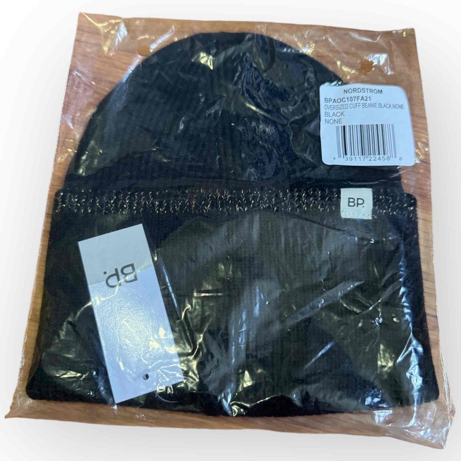 BP NWT Oversized Cuff Beanie with Metallic Thread, Black
