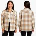 NWT HFX Plaid Shirt Jacket Shacket Size Large Beige Blue