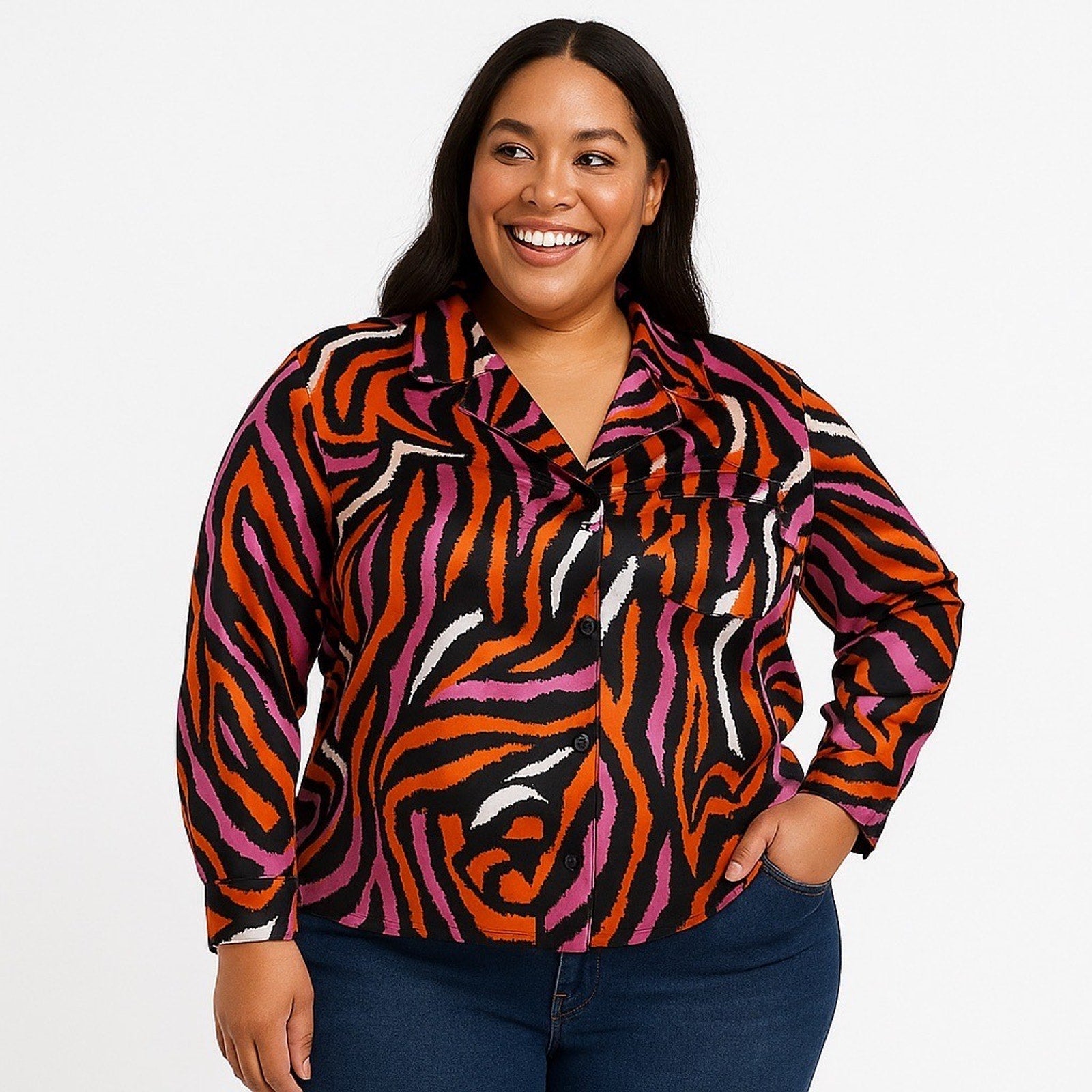 EUC Diane von Furstenberg for Target Satin Button-Up Blouse – 1X - 0521