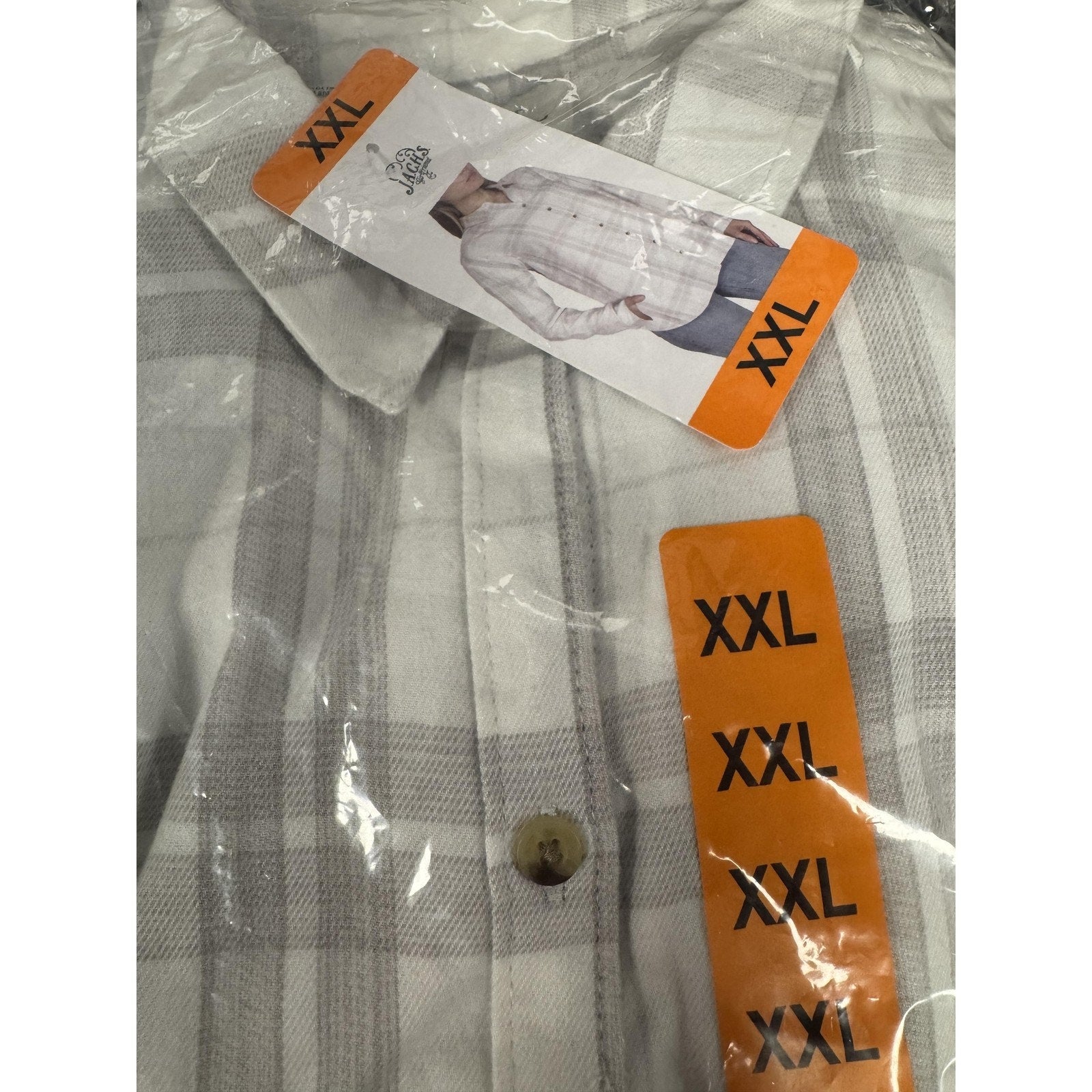 NWT Jachs Girlfriend Plaid Soft Flannel Shirt – Size XXL – White/Grey